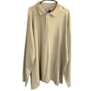 Tommy Bahama Silk Cotton Polo Shirt XXL Yellow Long Sleeve Preppy Coastal Sport